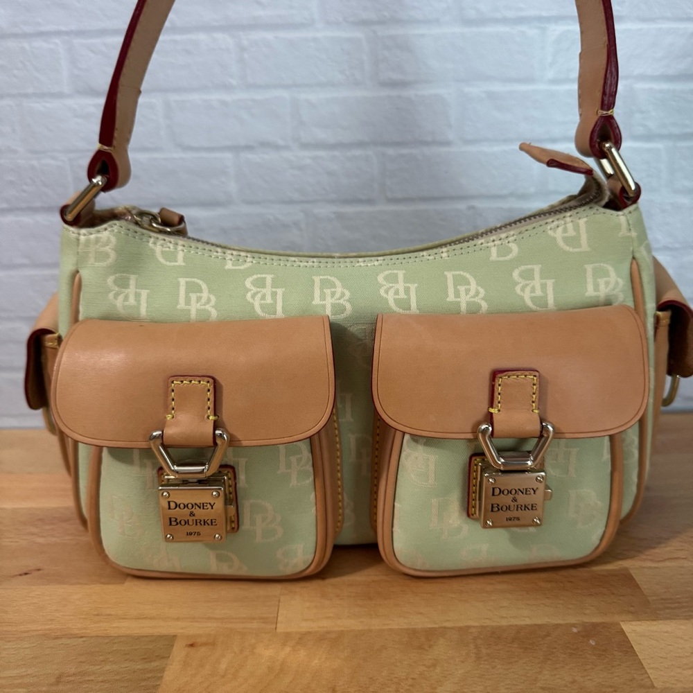 Dooney & Bourke Green and Tan Shoulder Bag